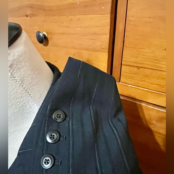 Semantiks Womens Jacket Size 2 Black Striped Blazer Long Sleeve Polyester - Picture 3 of 5